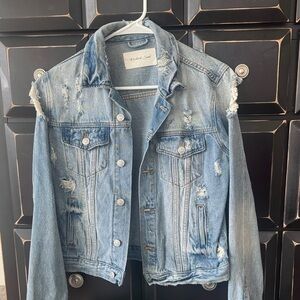 Mustard Seed Light Blue Distressed Denim Jacket